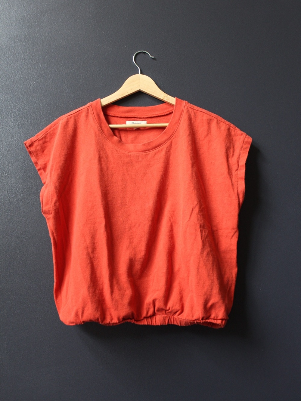 Madewell 100% Cotton Crop Banded Muscle Tee, Thai curry color, sz L